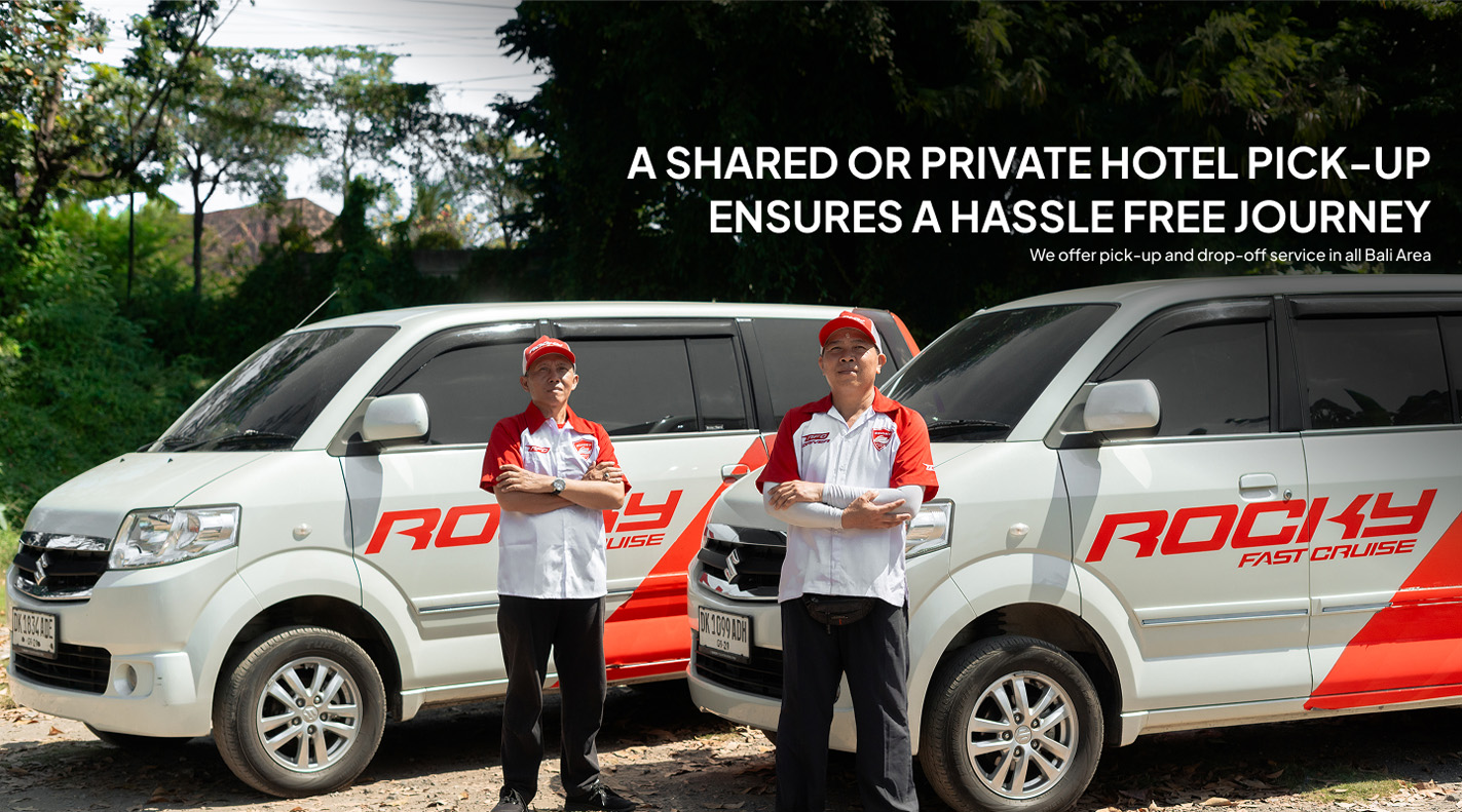 Shared and private hotel pick up service by Rocky Fast Cruise in Bali